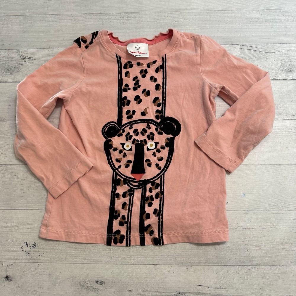 Hanna Andersson girls pink leopard cheetah long sleeve shirt 100/4